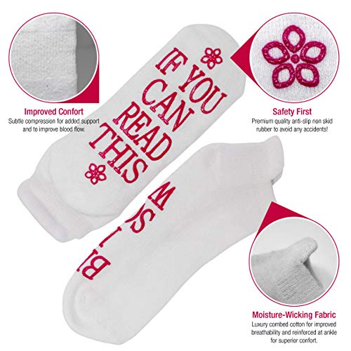 WINE SOCKS + GIFT Ready Packaging - Best Gifts for Women Under 10 Dollars and Wine Accessories and Gifts"If You Can Read This Socks Bring Me Some Wine" Funny socks women