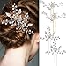 Jetec 4 Pieces Sliver Bridal Hair Pin Set Wedding Leaf Hair Pin and Elegant Ladies Pearl Rhinestone Hair Clip Wedding Bridal Jewelery Hair Accessories for Women and Girls