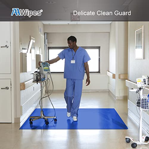 AAwipes Sticky Mat Tacky Pads Adhesive 24" x 36" 5 Packs, 30 Sheets/Packs, 150 Sheets Total Blue Cleanroom Floor Mats Remove Dirt for Laboratory Construction Hospital Shoes