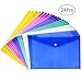 YGEOMER 24PCS Plastic Envelopes Poly Envelope Folder with Snap Button Closure, Waterproof Transparent Project Envelope Folder, A4 Letter Size