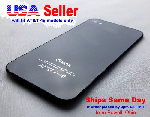 AT&T iPhone 4 Black Glass Replacement Back Cover