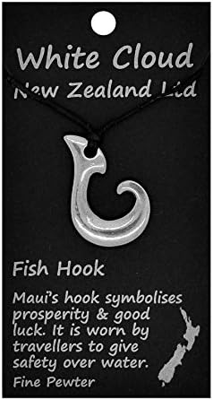 Handmade New Zealand Wellington Fish Hook Pewter Pendant on Waxed Cord