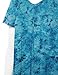 Lock and Love WT1084 Womens V Neck Short Sleeve Tie Dye Pleats Tunic Top M TEAL