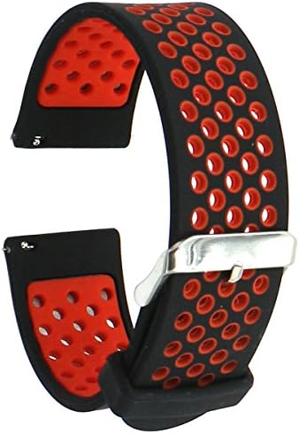 Eletespt 24mm Quick Release Silicone Rubber Watch Band Strap Replacement Other Watches with 24mm Lug (Black Red)