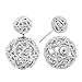 SheLian Big Front Back Womens Double Side Round Ball Stud Earrings(White Gold Tone)
