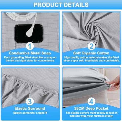 Conductive Ground Sheet, Grounding Bed Sheet, Floor Mat according to EU Standard, with 5% Silver Fibre and 95% Organic Cotton, for Sleep Better Energy Recovery (180 x 200 cm)