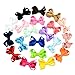 Tianyume 20pcs Soild Baby Girl Hair Bows Colorful 2.4 inch Mini Ribbon Lined Alligator Epidemic Hairpins for Children Headwear