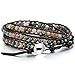 MOWOM Alloy Genuine Leather Bracelet Bangle Cuff Rope Bead 3 Wrap Adjustable