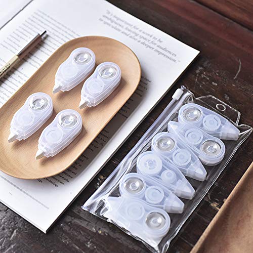 Cute Correction Tape 6 pcs pack in a clear zippered pouch, White out correction tape, Wipeout tape