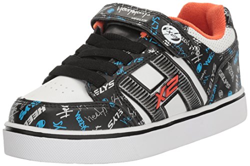 Heelys Boys' Bolt Plus x2 Sneaker, Black/White/Orange, 1 M US Little Kid