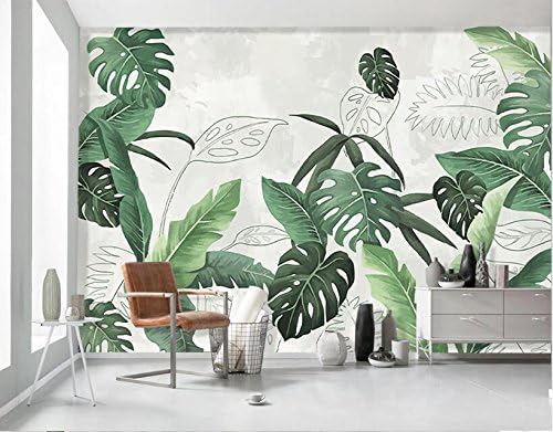 Yosot Custom 3D Wallpaper Nordic Stylish Classic Wallpaper Vintage Fresh Palm Plantain Leaf Living Room Tv Backdrop-250Cmx175Cm