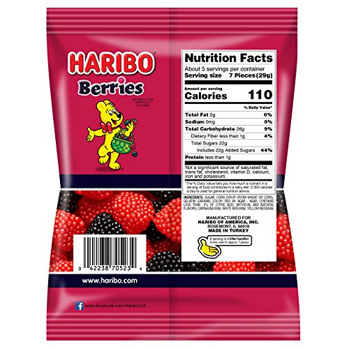 HARIBO GUMMI CANDY, BERRIES GUMMY CANDY, 5 OZ
