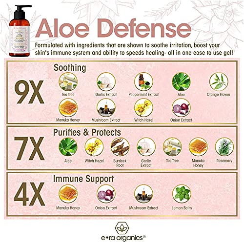 Era Organics After Sun Aloe Vera Gel For Sunburn, Rash, Face, Body