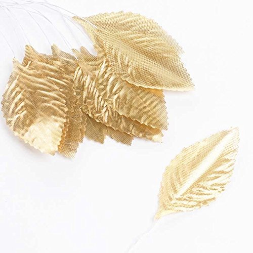 Factory Direct Craft Package of 72 Artificial Metallic Gold Rose leaves for Embellishing, Arranging and Crafting