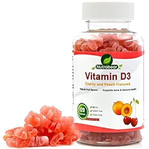 Vitamin D3 800 IU Gummies - 100% Vegetarian for Kids & Adults - A Chewable Supplement by Nutrabear