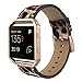 Simpeak Leather Band with Case Frame Compatible with Fitbit Blaze Smartwatch, Small Size with Frame, Genuine Leather Band Replacement for Fitbit Blaze, Leapard + Rose Gold Frame