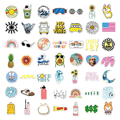 Cute Stickers for Water Bottles, VSCO Sticker Waterproof Vinyl Stickers, 100 PCS Stickers for Hydro Flask, Laptop, Computer, Skateboard, Aesthetic Stickers Pack for Teens Girls Kids