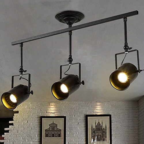 Vintage Ceiling Spot Track Light, MKLOT Adjustable 3-Light Lighting Spot Light with Cone Black Shades,Dark Bronze Finish - Thumbnail 4