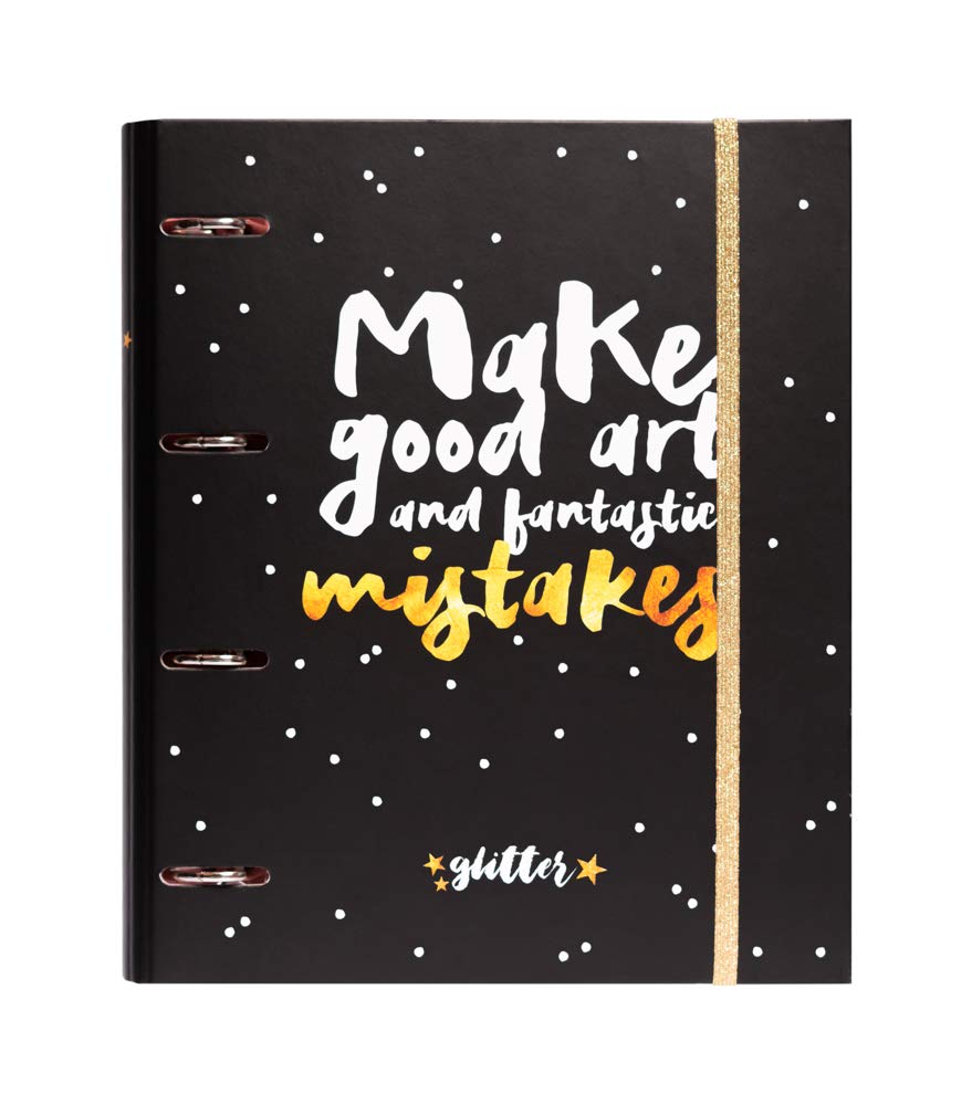 Grupo Erik 4 Ring Binder A4 - Glitter Stars | 10.6 x 12.6 inches - 27 x 32 cm - A4 Ring Binder Folder, Document Folder | Cute Stationery Gifts