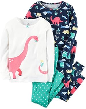 Girls' 4 Piece Dino Print PJ Set