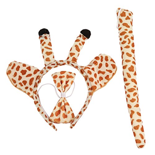 Giraffe soft plush ears headband neck tie bow tail fanc…