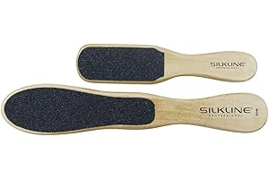 SILKLINE PROFESSIONAL Two-Sided Foot File with Oak Wood Handle - Full and Mini Size Duo