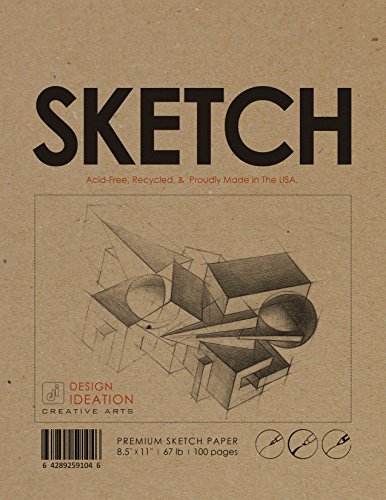 Premium Paper Sketch Book for Pencil, Ink, Marker, Charcoal and Watercolor Paints. Great for Art, Design and Education. (Jumbo 8.5" x 11" (100 Pages))