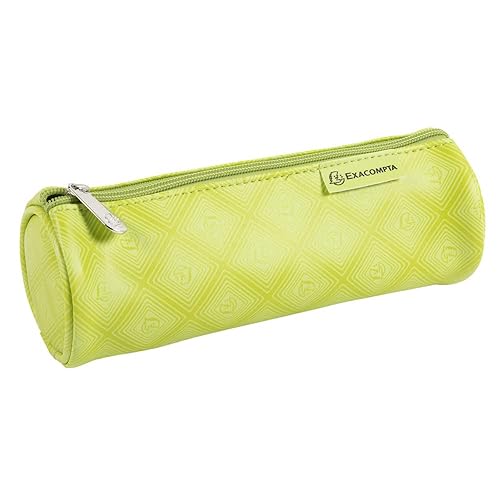 Exacompta - Ref. 52270E - 1 Round pencil case 1928 - made of matt printed imitation leather (polyurethane) - polyester lining - dimensions 22.5 x 7.5 cm - random colours