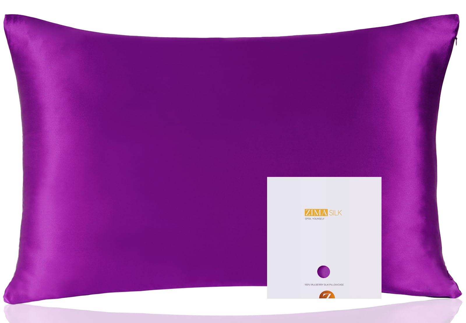 ZIMASILK 100% Mulberry Silk Pillowcase for Hair and Skin Health, Soft & Smooth, Both Sides Premium Grade 6A Silk, 600 Thread Count, with Hidden Zipper, 1pc (Standard 50x75 cm,Violet)