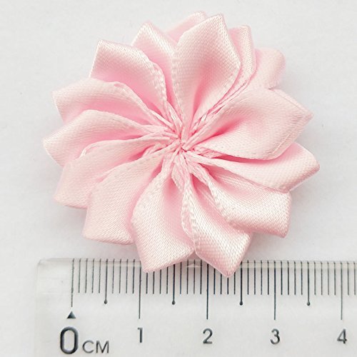 Chenkou Craft 28pcs 40mm Satin Ribbon Flower Bows - Assorted 14 Colors for Crafts, Sewing, Weddings & Hair Accessories