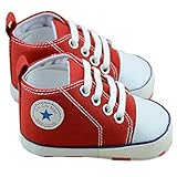 Dealzip Inc Cute Baby Toddler Infant Boy Girls Soft Sole Canvas Sneaker for Prewalker(3-6 months,Red)