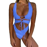 CHYRII Women's Sexy Cutout Lace Up Backless High Cut One Piece Swimsuit Monokini