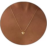 SUFOPE Dainty Heart Necklace for Women, 14k Gold Plated/Rose Gold/Silver Tiny Cute Heart Pendant Necklace Minimalist Choker CZ Necklace Jewelry Gifts for Women