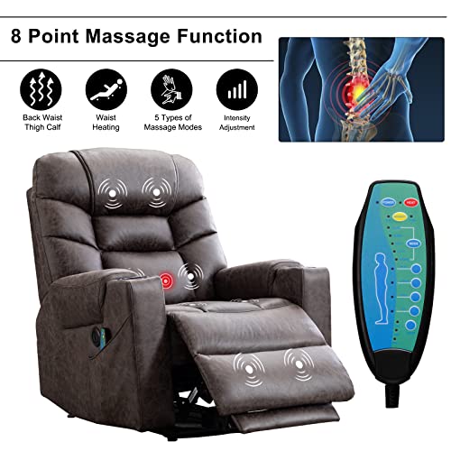 ANJ Electric Recliner Chairs with Massage and Heat, Faux Leather Power