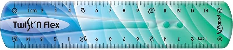 Régua flexível de 15 cm, decoração twist'n flex, dupla graduação, plástico inquebrável, design lúdico para crianças e alunos, ideal para escola e escritório, cores variadas