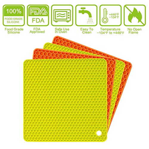 Tonsiki 12PCS Pot Holder Mat & Handle Covers Set, Including 4PCS Pot Holder Mat, 2PCS Cooking Finger Protector, 2PCS Grill Pan Scrapers, 2PCS Pan Scrapers, 2PCS Silicone Hot Handle Holders - Thumbnail 2