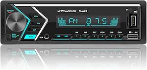 Single Din Car Stereo with Dual Bluetooth, FM Radio Car Audio Receiver Dual USB Port, SD, AUX-in, Built-in Microphone, Hands Free Calling MP3 Player with Wireless Remote Control