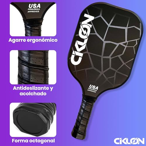 Ciklon | Palas de Pickleball | Juego de Paletas de Pickleball | Set de Raquetas Pickleball | Fibra de Vidrio y Núcleo de Nido de Abeja Polipropileno (PPL) | USAPA | Pack Esenciales