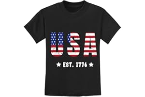 Little Hand Big Boys 4th of July T-Shirt Red White & Blue USA Tees Stars Striped Shirts Kids American Flag Clothes 4-11 Years