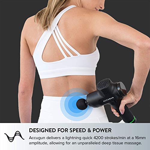 Accugun Portable Massage Gun | 6 Speeds | Quiet, Percussion, Handheld & Cordless Device | Athlete Recovery, Muscle Soreness, Back, Body & Foot Stiffness, Deep Tissue Therapy Relaxation | Flyby Design - Thumbnail 3