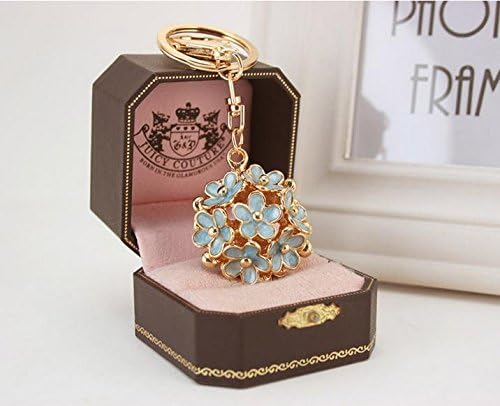 Cy3Lf Flower Keyring Rhinestone Purse Bag Charm Pendant Keychain Christmas Gift for Girl Woman Lady (Blue)