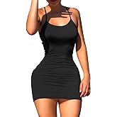 Nimsruc Women Sexy Bodycon Mini Dress Summer Short Backless Spaghetti Strap Dresses