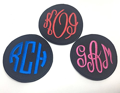 Round Monogram Personalized Custom Initials 3 Letter Monograms iron on patch, Circle , 2.75