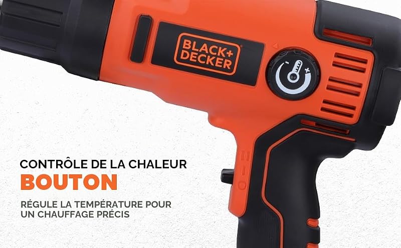 KX2200K-QS Décapeur Thermique Filaire - 360 à 720 L D'air/min - Fourni en Coffret avec 4 Buses, 1 Grattoir, 1 Poignée Grattoir et 2 Têtes de Grattoir 2200W, Orange