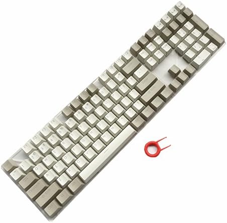 PBT Backlit Keycaps Top Printed 108 Keyset With Keypuller For 87/104/108 Keys Cherry MX Switches or Other MX Switches Backlit Mechanical Keyboard (Retro Gray White Combo)