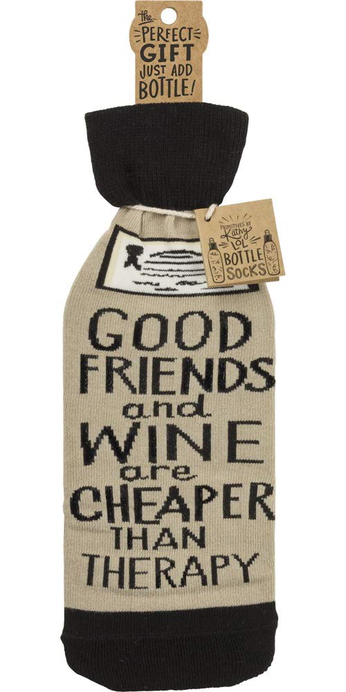 Primitives by Kathy LOL Made You Smile Reusable Gift Bottle Sock, 3.38" x 11.25", Cheaper Than Therapy