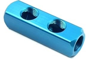 PHITUODA 1/2" 2 Ways 5 Ports Air Hose Inline Manifold Block Splitter, Pneumatic Air Compressor Manifold Fitting - Pack of 1