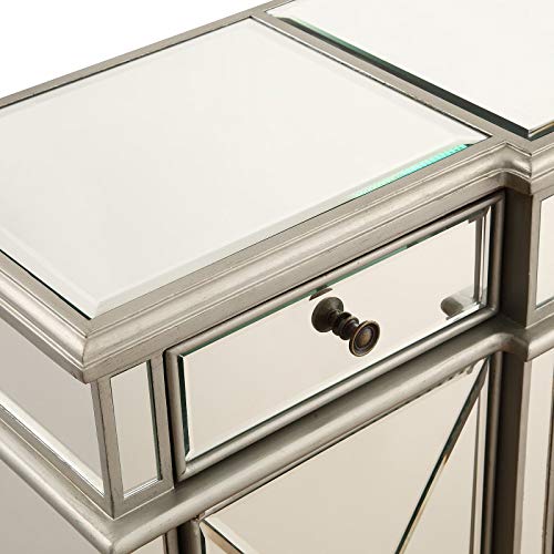 Elegant Lighting 3 Drawer 4 Door Cabinet in Silver Clear 60" x 14" x 36"