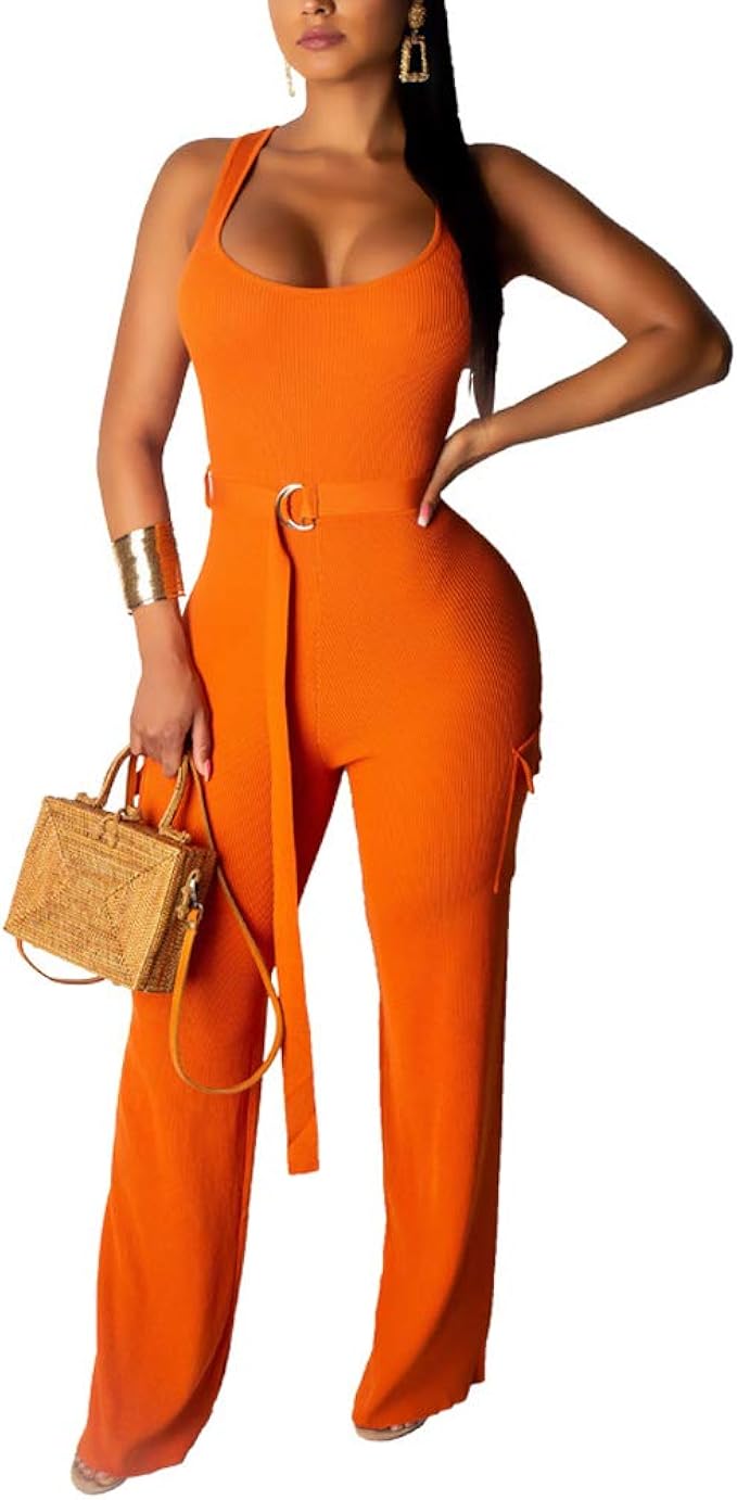orange bodycon jumpsuit