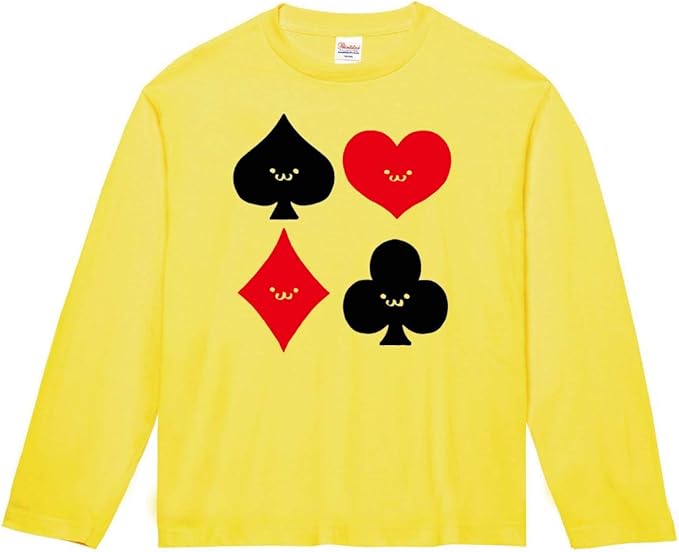 Amazon スペード ハート ダイヤ クラブ トランプ 記号 図形 筆絵 イラスト おもしろ Tシャツ 長袖 Tシャツ カットソー 通販